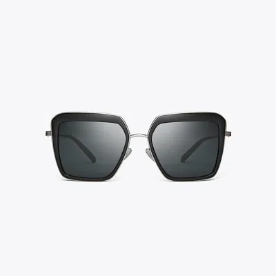 Tory Burch Kira Bold Rim Sunglasses In Black/dark Grey