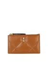 Tory Burch Quilted Leather Wallet And Cardholder Slot In Marrón