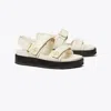 Tory Burch Pave Geo Bombe Miller Low Heel Sandal Shoes In New Ivory