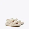 Tory Burch Shearling Double-strap Sandals Platform Sole In Taupe