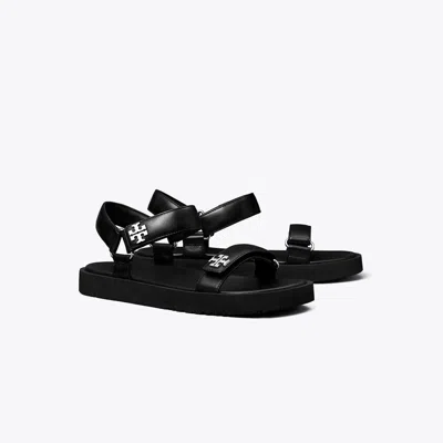 Tory Burch Kira Ultralight Sandal In Dark Cocoa  Perfect Black & Silver