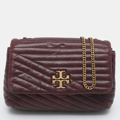 Pre-owned Tory Burch Kira Burgundy Leather Crossbody Bag