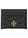 Tory Burch Kira Diamond Leather Card Case In Black