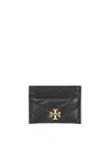 Tory Burch Kira Card Holder In Soft Chevron Matelass In Black