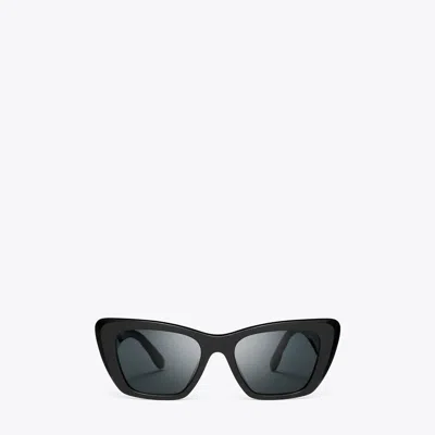 Tory Burch Kira Cat-eye Sunglasses In Black/dark Grey