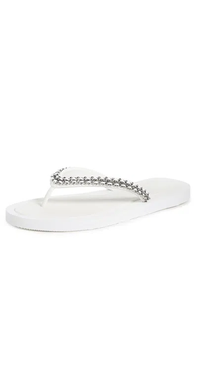 Tory Burch Kira Chain Flip Flops Bianco In White