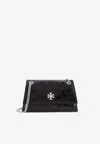 Tory Burch Kira Black Crossbody Bag With Chain Strap And Metallic Logo On The Front In Leather Woman In Black
