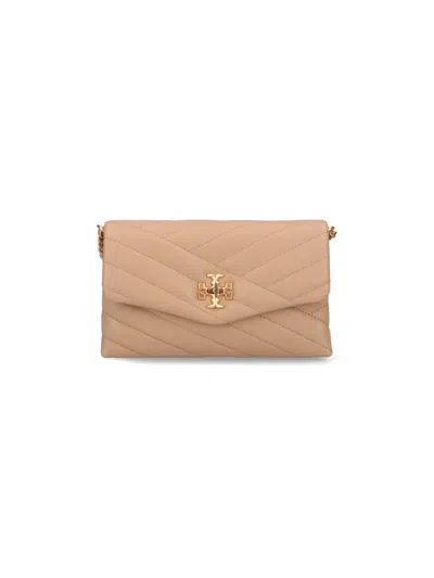 Tory Burch "kira" Chain Wallet In Beige