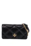 Tory Burch Kira Diamond Leather Wallet On Chain In Black