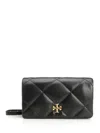 Tory Burch Kira Diamond Leather Wallet On Chain In Black