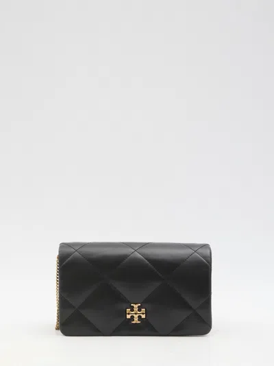 Tory Burch Kira Charm Diamond Quilt Chain Wallet Bag In Black