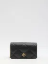 Tory Burch Mini Kira Quilted Leather Chain Clutch In Black
