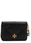 Tory Burch Kira Charm Quilted Leather Wallet In Black
