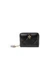 Tory Burch Kira-charm Quilted Wallet In Black