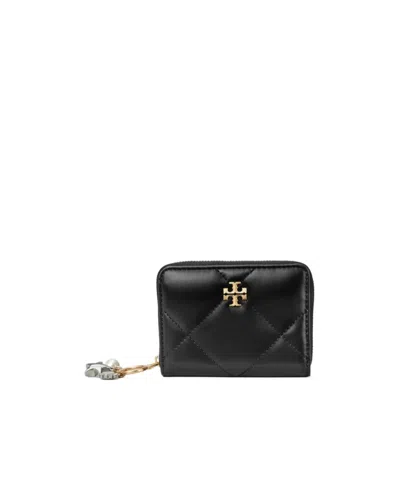 Tory Burch Kira-charm Quilted Wallet In Black