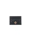 Tory Burch Kira Diamond Leather Card Case In Black