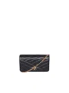 Tory Burch Kira Chevron Chain Wallet Black In Black