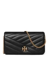 Tory Burch Black Kira Chevron Leather Cross Body Bag In Black/gold