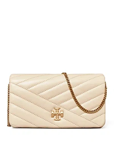 Tory Burch Kira Chevron Chain Wallet In New Cream/gold