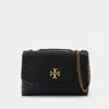 Tory Burch Kira Chevron Convertible Shoulder Bag In Black Leather In Black