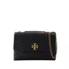 Tory Burch Kira Chevron Convertible Shoulder Bag In Black Leather In Black