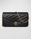 Tory Burch Kira Chevron Leather Wallet On Chain In Black