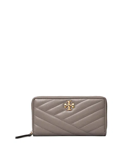 Tory Burch Kira Chevron Leather Zip Continental Wallet In Grey