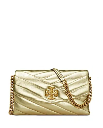 Tory Burch Kira Chevron Metallic Chain Wallet In Gold