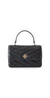 Tory Burch Mini Kira Chevron Top Handle Chain Wallet In Black