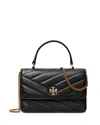 Tory Burch Kira Chevron Mini Top Handle Chain Wallet In Black/gold