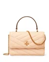 Tory Burch Kira Chevron Mini Top Handle Chain Wallet In Apricot