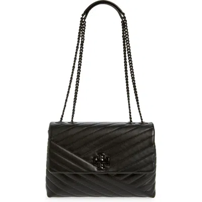 Tory Burch Small Kira Chevron Convertible Shoulder Bag In Black Silver
