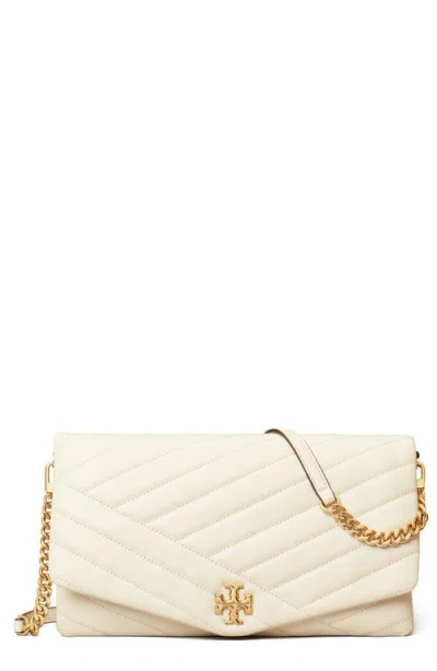 Tory Burch Kira Chevron Quilted Leather Clutch In White