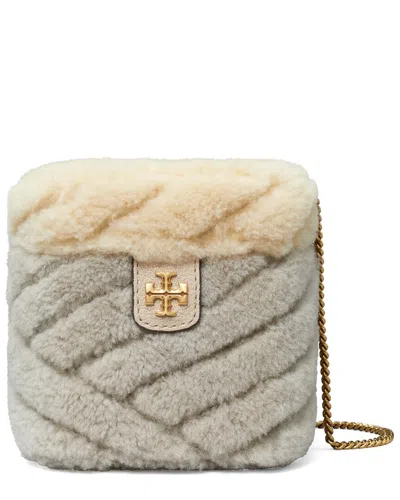 Tory Burch Kira Chevron Shearling Mini Vanity Case In Neutral