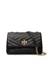 Tory Burch Kira Chevron Convertible Shoulder Bag In Black/rolled Brass