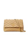 Tory Burch Kira Chevron Small Convertible Leather Shoulder Bag In Desert Dune/gold
