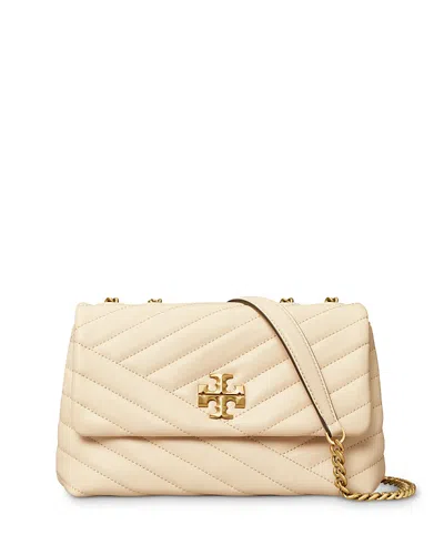 Tory Burch Kira Chevron Small Convertible Leather Shoulder Bag In New Cream/rolled Brass