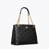 Tory Burch Kira Chevron Tote In Black