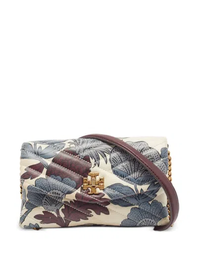 Pre-owned Tory Burch Kira Chevron Wonderland Vine Wallet In Neutrals