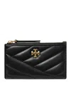 Tory Burch Kira Chevron Zip Card Case Black In Black