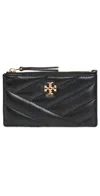 Tory Burch Kira Chevron Zip Card Case Black In Black