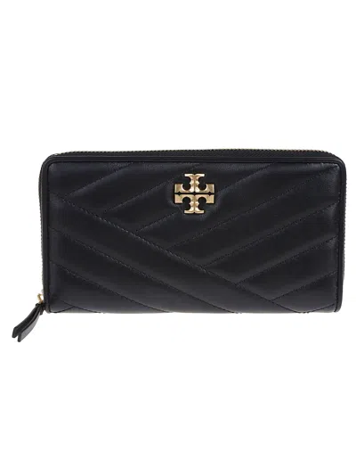 Tory Burch Black Matelasse Lamb Leather Kira Chevron Zip Continental Wallet