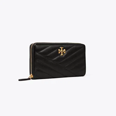 Tory Burch Kira Chevron Zip Continental Wallet In Black
