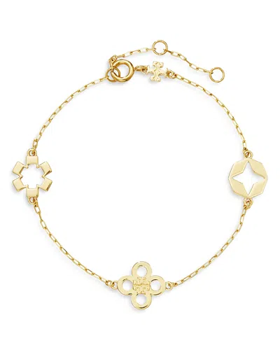 Tory Burch Kira Clover Bracelet In Tory Gold