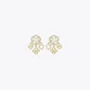 Tory Burch Mother Of Pearl Clover Cluster Drop Earrings In Gold Tone In Gold