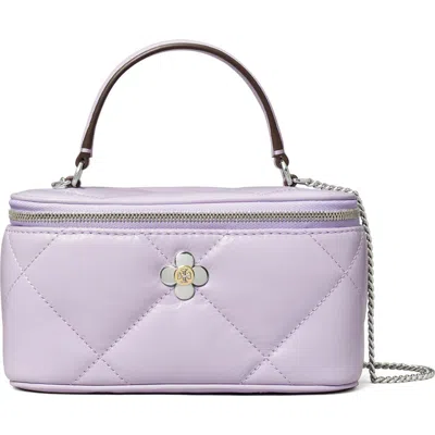 Tory Burch Kira Clover Diamond Quilted Leather Vanity Train Case In Purple Heather