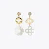 Tory Burch Kira Clover Earring In Tory Gold/mother Of Pearl