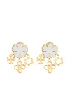 Tory Burch Mother Of Pearl Clover Cluster Drop Earrings In Gold Tone In Gold