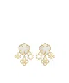 Tory Burch Mother Of Pearl Clover Cluster Drop Earrings In Gold Tone In Gold