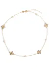 Tory Burch Kira Clover Embellished Necklace In Gold